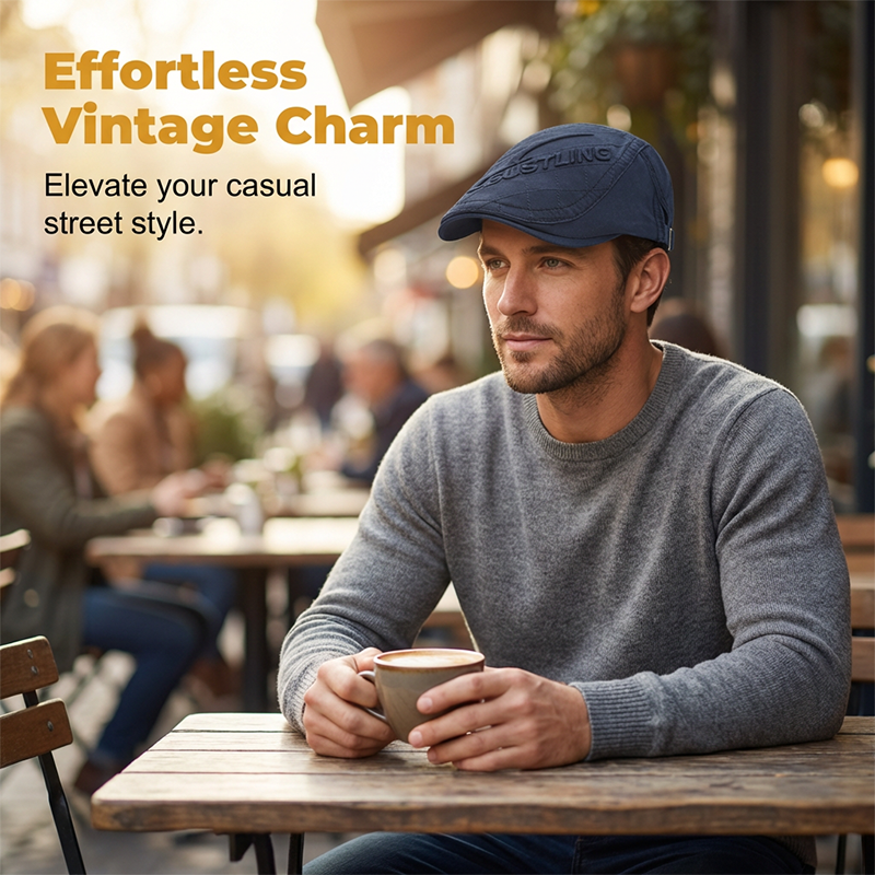 Men's "Bustling" Embossed Flat Ivy Cap