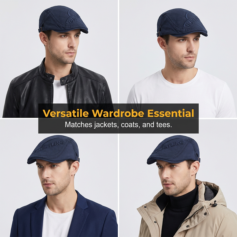 Men's "Bustling" Embossed Flat Ivy Cap