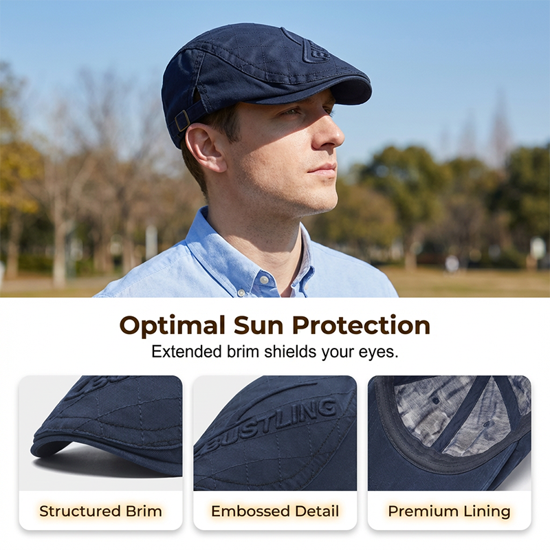 Men's "Bustling" Embossed Flat Ivy Cap
