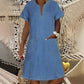 📢📢50% OFF !! ⏰Women's Short Sleeve V-Neck Denim Dress