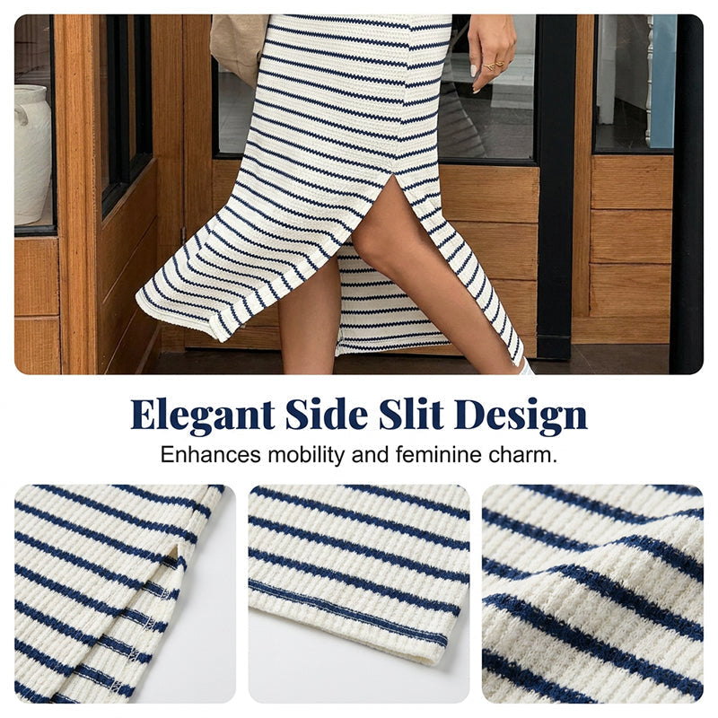 Flash Sale! ✨Stylish Striped Collared Short-Sleeve Dress👗Elegant & Slimming
