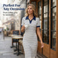 Flash Sale! ✨Stylish Striped Collared Short-Sleeve Dress👗Elegant & Slimming