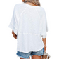 🎉 2026 Sale — Over 54,000 Sold! 👚 Women's Solid Color Splicing Loose Five Points Flare Sleeve T-Shirt – Breathable & Flowy 🌸