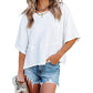 🎉 2026 Sale — Over 54,000 Sold! 👚 Women's Solid Color Splicing Loose Five Points Flare Sleeve T-Shirt – Breathable & Flowy 🌸