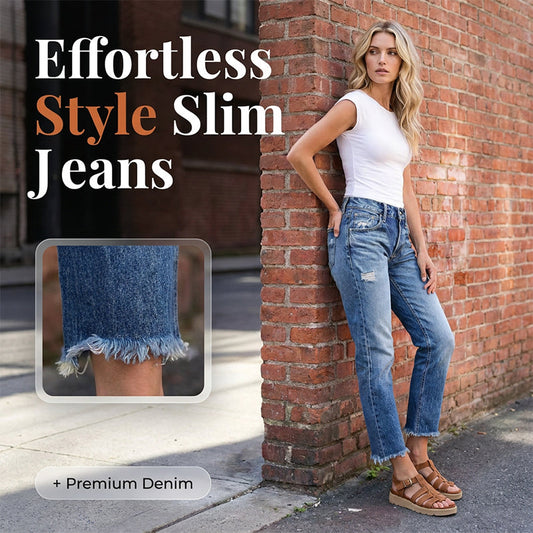Women's Fashionable Slim-Fit Distressed Jeans