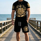 🖤👕🩳 50% OFF Men’s Gold Crest T-Shirt & Shorts Set✨ – Luxury Print, Breathable Comfort & Instant Summer Style