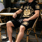 🖤👕🩳 50% OFF Men’s Gold Crest T-Shirt & Shorts Set✨ – Luxury Print, Breathable Comfort & Instant Summer Style