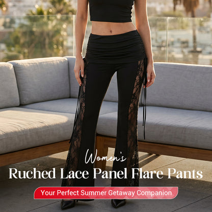 👖 LIMITED-TIME 50% OFF! ✨ Women's Ruched Lace Flare Pants – Stretchy, Slimming, Elegant 💃