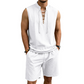 Men's Linen Sleeveless Lace-Up Top & Shorts Set