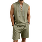 Men's Linen Sleeveless Lace-Up Top & Shorts Set
