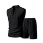 Men's Linen Sleeveless Lace-Up Top & Shorts Set