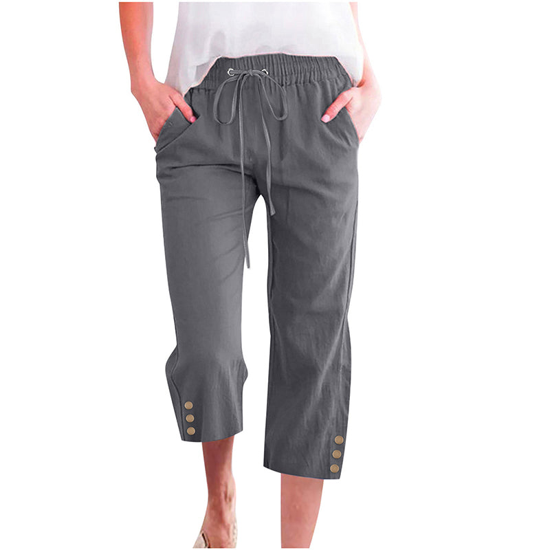 🌸 Drawstring Capris – Pockets & Breathable Comfort