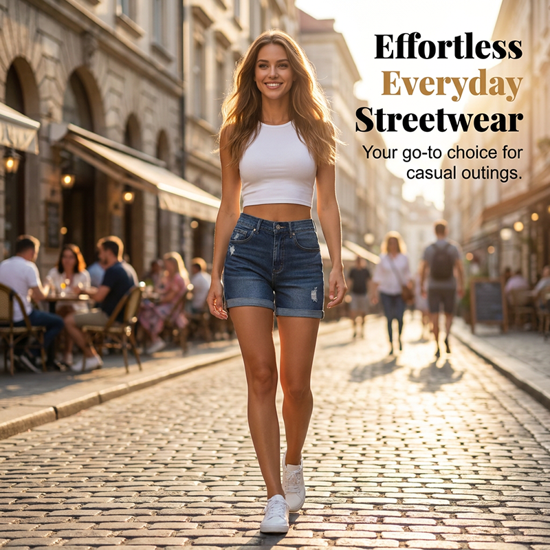👖 50% DE DESCONTO – Shorts Jeans Feminino com Barra Revirada | Estiloso, confortável & perfeito para o verão