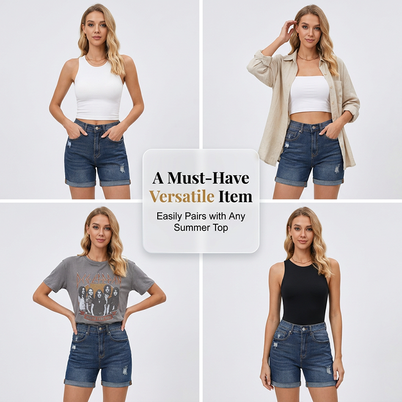 👖 50% DE DESCONTO – Shorts Jeans Feminino com Barra Revirada | Estiloso, confortável & perfeito para o verão