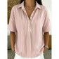 👚 50% OFF NOW!🌿 Women's Casual Striped Short-Sleeve Shirt – Relaxed Fit & V-Neck – Summer Essential 🛍️
