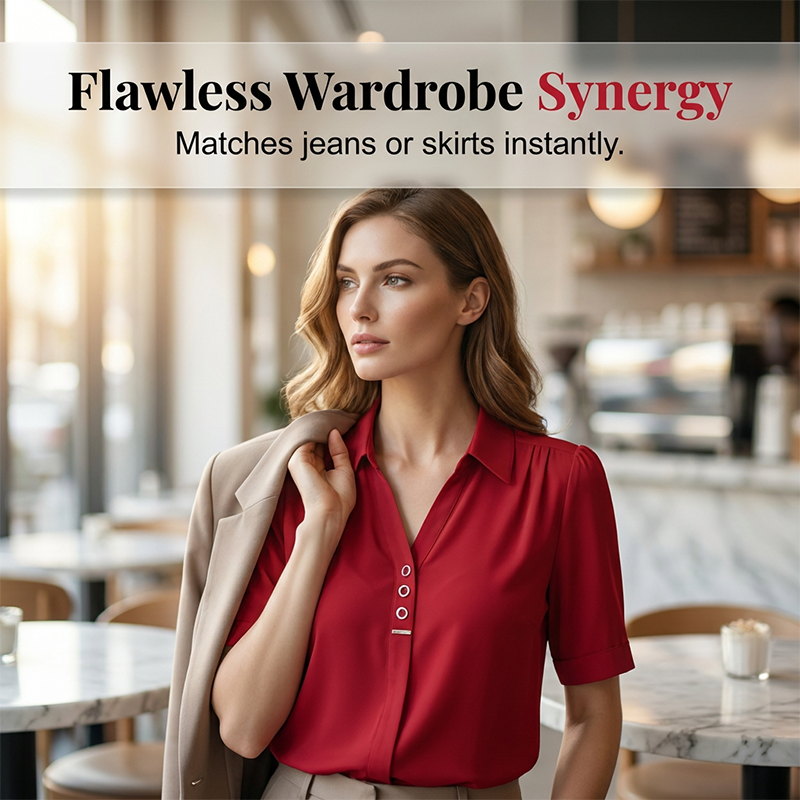 Women's Short Sleeve Solid Color Blouse