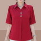 Women's Short Sleeve Solid Color Blouse