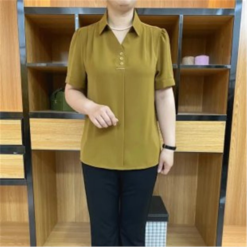 Women's Short Sleeve Solid Color Blouse