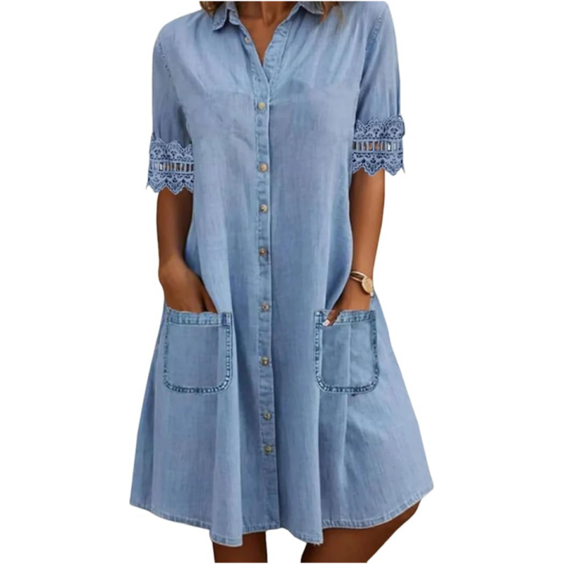 ⏳Limited-time 50% off⏰🔥Women's Casual Loose Fit Denim Dress with Pockets