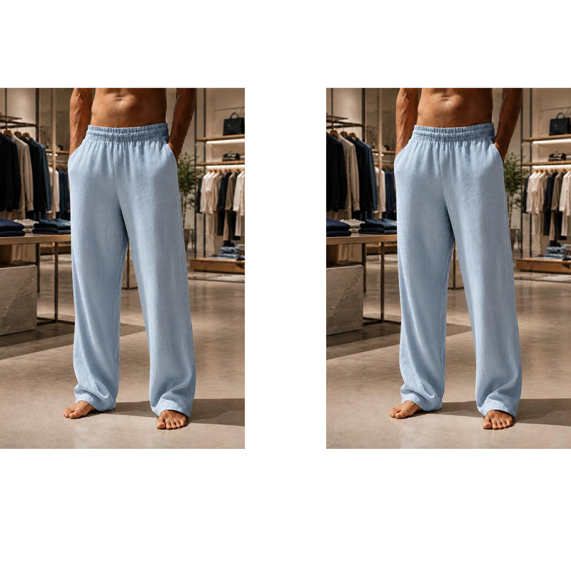 Breathable Straight-Leg Pants – Elastic Waist, Cool & Dry