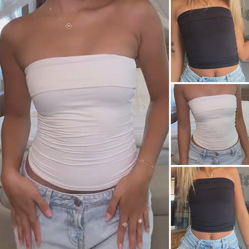 👗🔥 Women's Strapless Slim Fit Tube Top – 50% OFF! Stay up, stay sleek – no straps, no slips, just style. ✨💃
