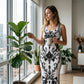 👗New Arrivals 50% OFF💥Women's Classic Floral Print Maxi Dress – Bodycon, Side Slit, Porcelain Pattern 💙