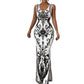 👗New Arrivals 50% OFF💥Women's Classic Floral Print Maxi Dress – Bodycon, Side Slit, Porcelain Pattern 💙
