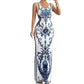 👗New Arrivals 50% OFF💥Women's Classic Floral Print Maxi Dress – Bodycon, Side Slit, Porcelain Pattern 💙