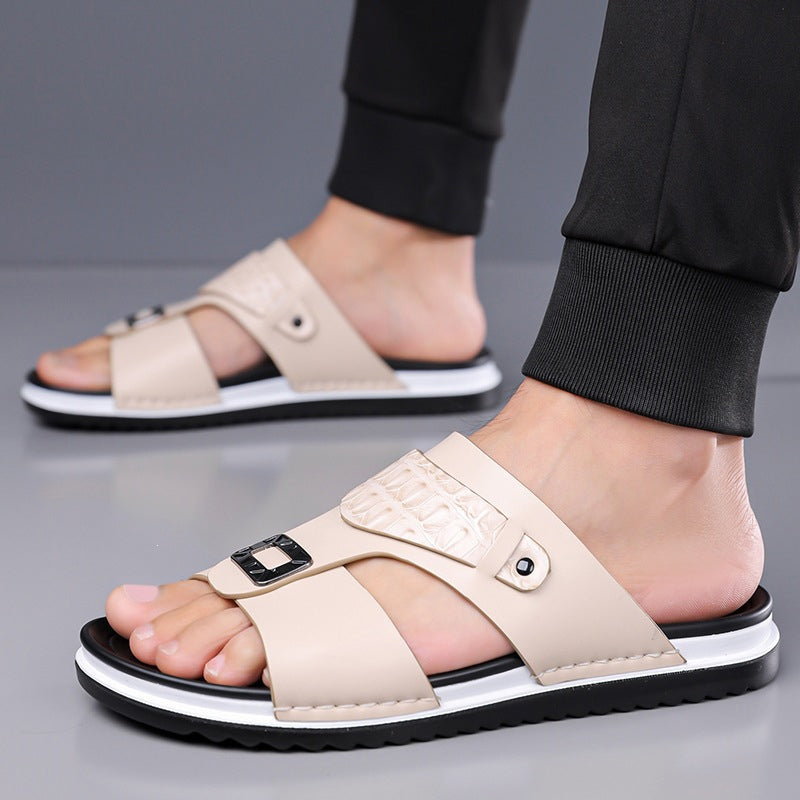 ☀️ 50% Off | Men's Faux Leather Slip-On Sandals – Premium Comfort ✈️🌞