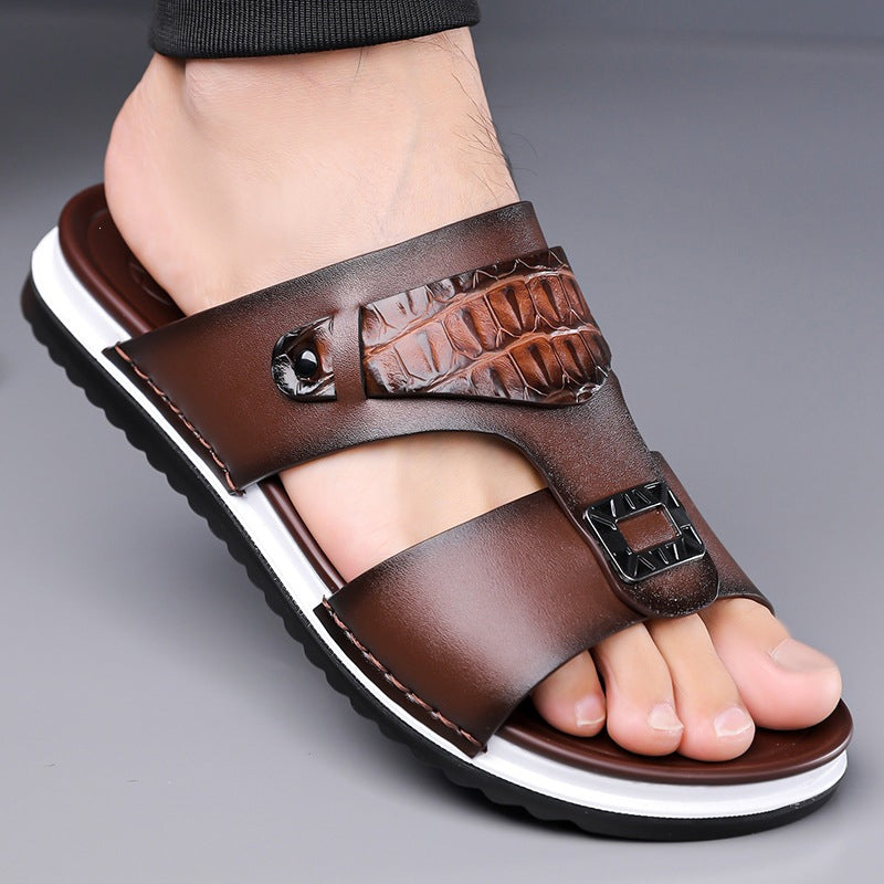 ☀️ 50% Off | Men's Faux Leather Slip-On Sandals – Premium Comfort ✈️🌞