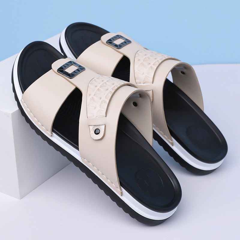 ☀️ 50% Off | Men's Faux Leather Slip-On Sandals – Premium Comfort ✈️🌞
