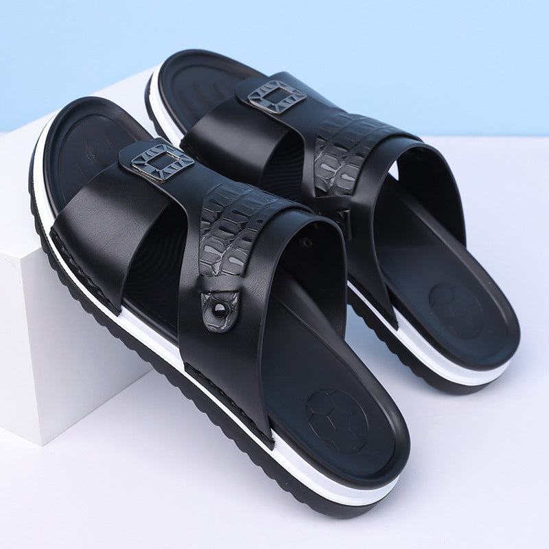 ☀️ 50% Off | Men's Faux Leather Slip-On Sandals – Premium Comfort ✈️🌞