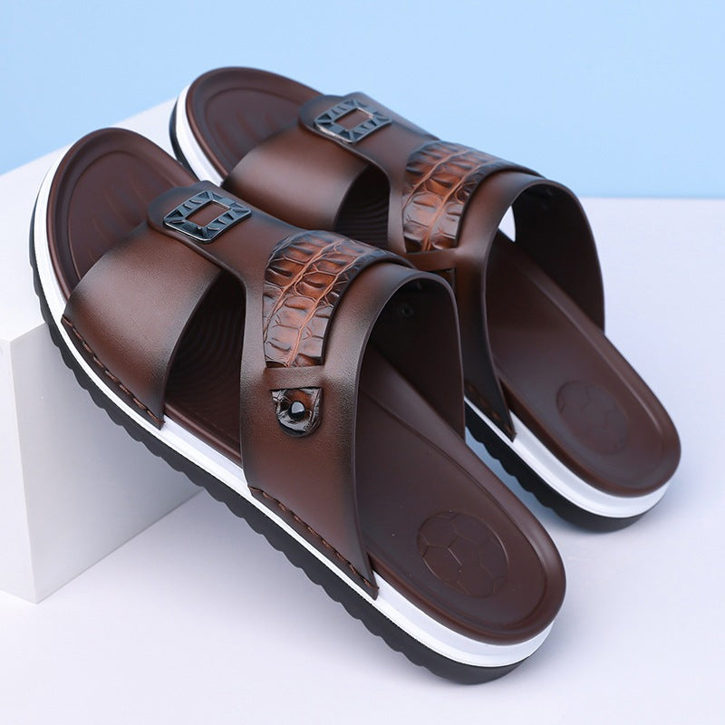 ☀️ 50% Off | Men's Faux Leather Slip-On Sandals – Premium Comfort ✈️🌞