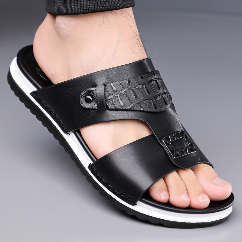 ☀️ 50% Off | Men's Faux Leather Slip-On Sandals – Premium Comfort ✈️🌞
