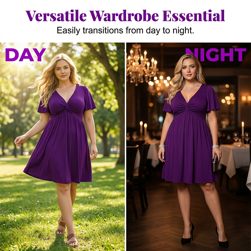 🏖️Summer New Arrive💖⌛️50% OFF NOW!!👗Elegant V-Neck Twist Front Midi Dress with Pockets — Flattering Silhouette, Effortless All-Day Style