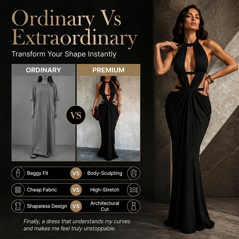 🔥 60% OFF on selected products🎉Women's Sexy Halter Neck Cutout Maxi Dress