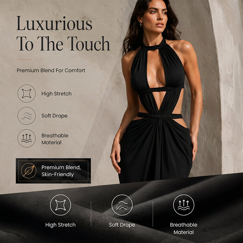 🔥 60% OFF on selected products🎉Women's Sexy Halter Neck Cutout Maxi Dress