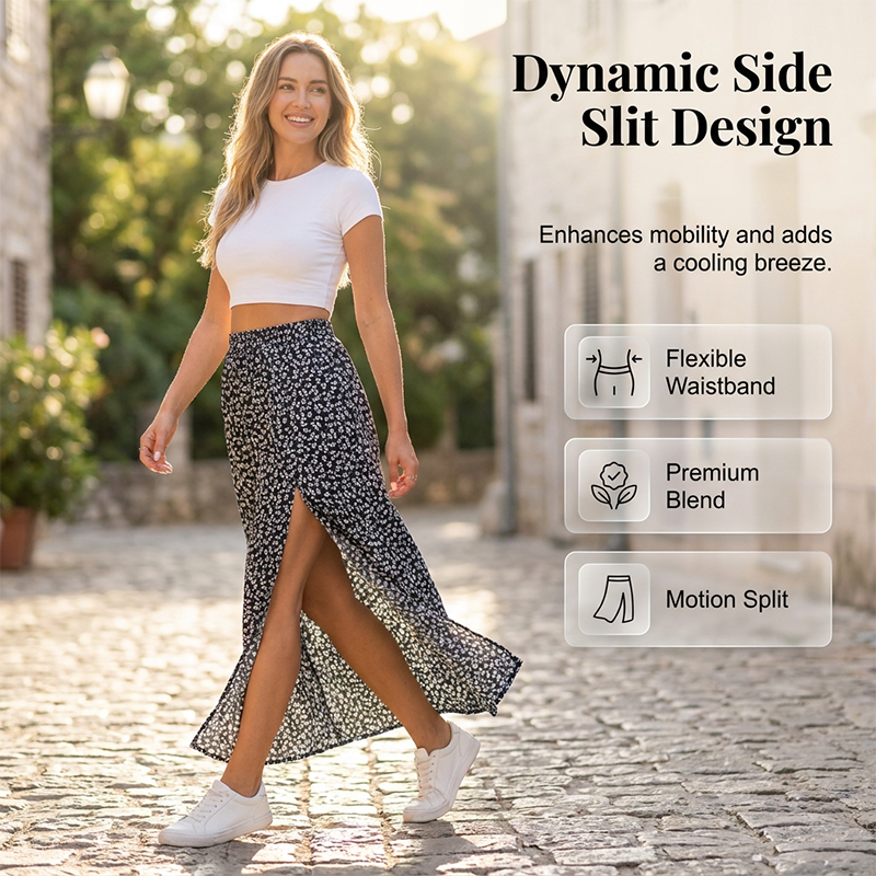 👗 LIMITED-TIME 50% OFF! ✨👗Women's Ditsy Floral High-Waist Slit Skirt