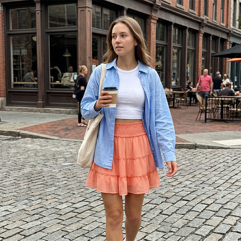 🎉FLASH DEAL 50% OFF！ – Flowy Tiered Ruffle Skort👗  | Hidden Shorts, Comfy Elastic Waist, Breathable Summer Fabric 🌞 Perfect for Active Days & Brunch Dates 🥂