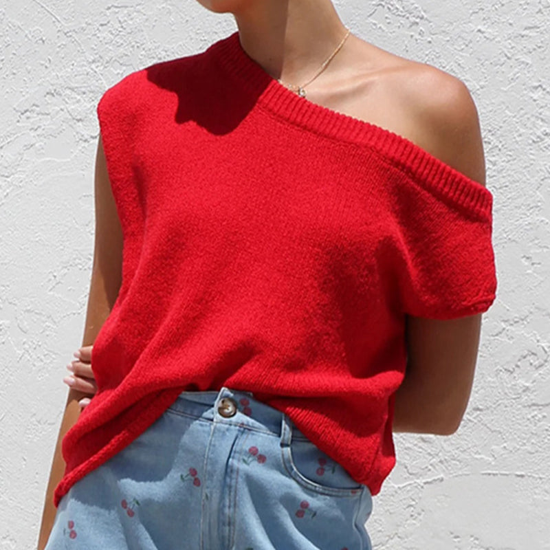 💃2026 Summer Sale-60% OFF💐 Women's Fashionable Knit Off-Shoulder Top