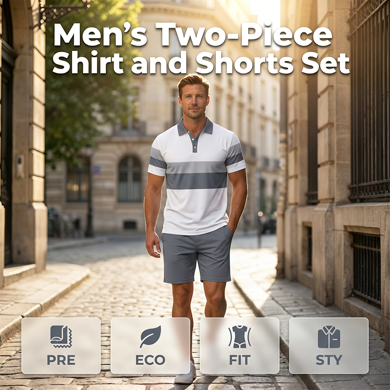 📢📢ONLY $42.99 FOR THE WHOLE 2 PIECES Outfit⏳LAST DAY SALE 50% OFF !!📢Men's Two-Piece Shirt and Shorts Set, Soft Breathable Casual Short Sleeve Top & Shorts Loungewear Set For Daily Summer Wear