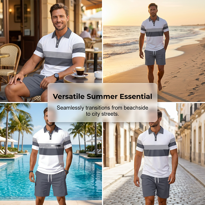 📢📢ONLY $42.99 FOR THE WHOLE 2 PIECES Outfit⏳LAST DAY SALE 50% OFF !!📢Men's Two-Piece Shirt and Shorts Set, Soft Breathable Casual Short Sleeve Top & Shorts Loungewear Set For Daily Summer Wear