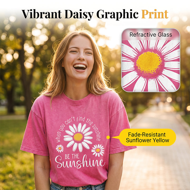 🏆Hot Sale 50% OFF🔥Unisex Vintage Washed Daisy Print Loose Fit T-Shirt