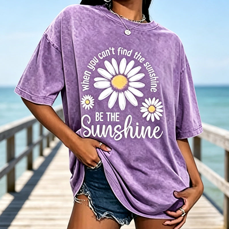 🏆Hot Sale 50% OFF🔥Unisex Vintage Washed Daisy Print Loose Fit T-Shirt