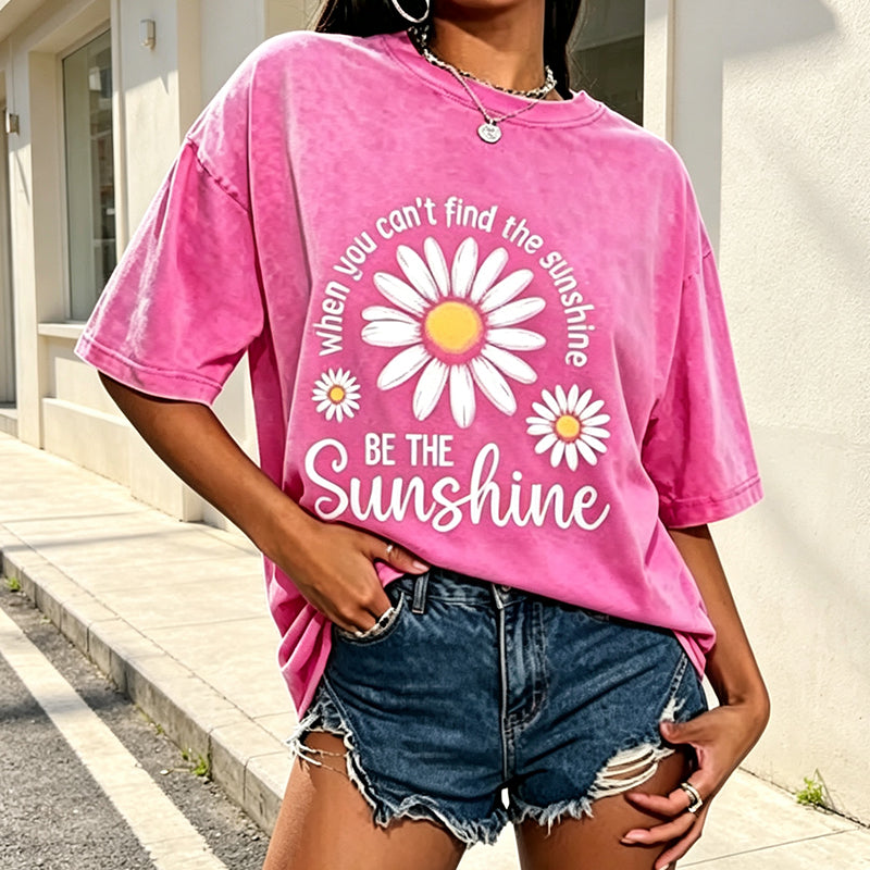 🏆Hot Sale 50% OFF🔥Unisex Vintage Washed Daisy Print Loose Fit T-Shirt