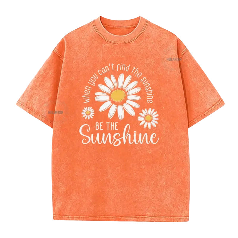 🏆Hot Sale 50% OFF🔥Unisex Vintage Washed Daisy Print Loose Fit T-Shirt