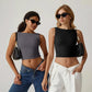 💗LAST DAY SPECIAL PRICE $24.99⚡50K+ SOLD💕👙High Neck Slim Fit Crop Tank Shirt Y2k Tops🖤Stretchy Sleeveless Cropped Camisole For Club Daily Street Outfit UK🇬🇧✨