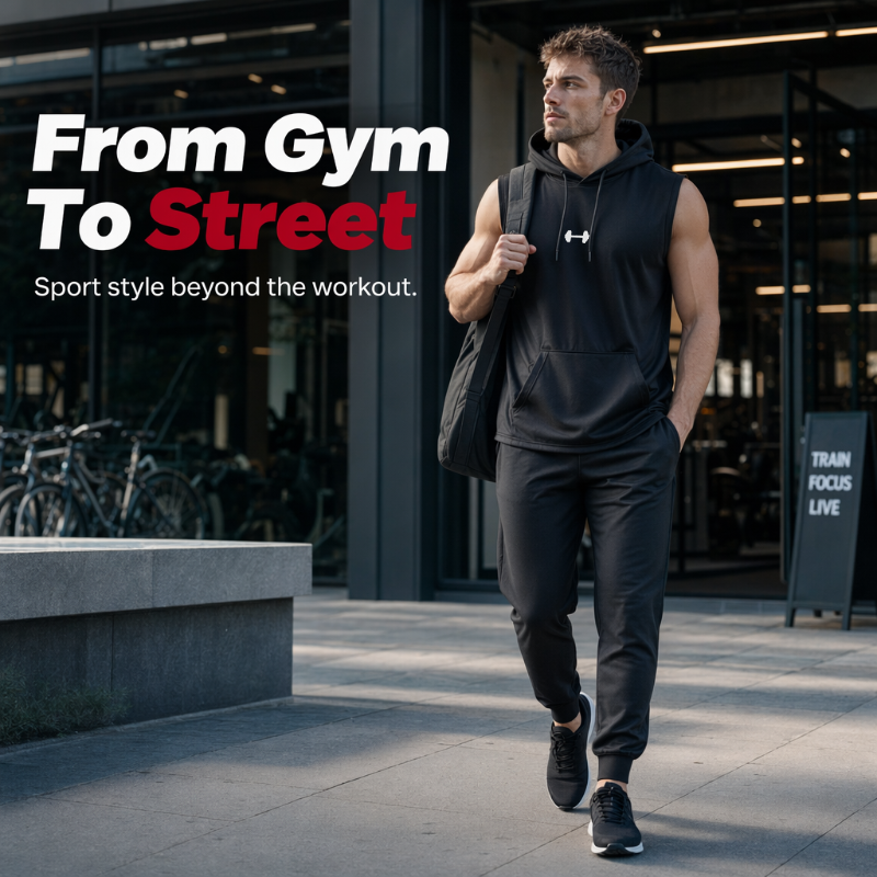 🏋️ Men's Athletic Sleeveless Hoodie Vest | Breathable, Muscle-Cut & Perfect for Gym, Running & Outdoor Training