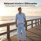 📢📢50% OFF !! ⏰Men's Casual Linen Blend Shirt and Pants Set Loose Fit Beach Wear
