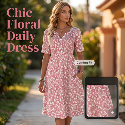 🎉 LIMITED TIME 50% OFF! 🔥Women's Casual V-Neck Print Dress with Pockets